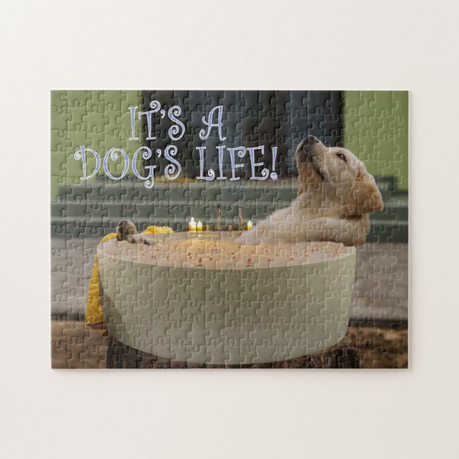 Es ist ein Puzzle für Hunde, die das Leben spielen (Horizontal)