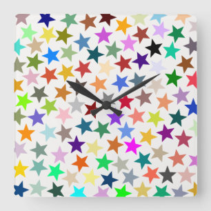 Es ist ein Rainbow-Party, mehrfarbiges Sternenmust Quadratische Wanduhr