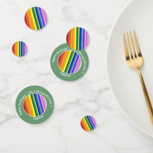 Es ist ein Rainbow-Party, mehrfarbiges Stripmuster Konfetti