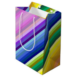 Es ist ein Rainbow-Party, mehrfarbiges Stripmuster Mittlere Geschenktüte