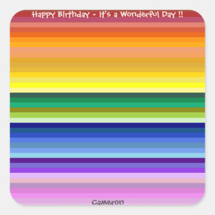 Es ist ein Rainbow-Party, mehrfarbiges Stripmuster Quadratischer Aufkleber