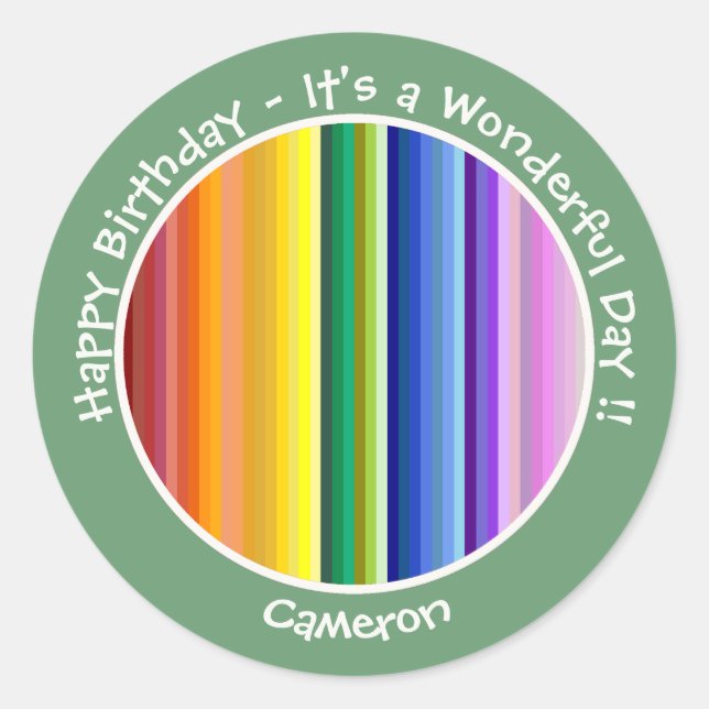 Es ist ein Rainbow-Party, mehrfarbiges Stripmuster Runder Aufkleber (Vorderseite)