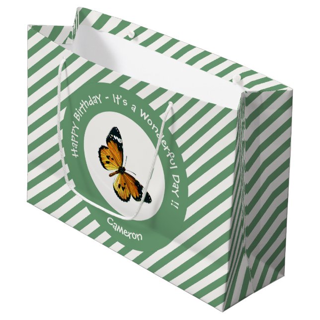 Es ist ein Schlichtes Tiger/African Queen Butterfl Große Geschenktüte (Vorderseite Schrägansicht)
