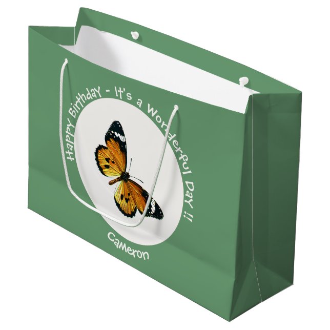 Es ist ein Schlichtes Tiger/African Queen Butterfl Große Geschenktüte (Vorderseite Schrägansicht)