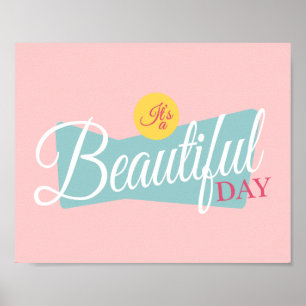 Es ist ein schöner Tag Pink und Teal Vintage Poster