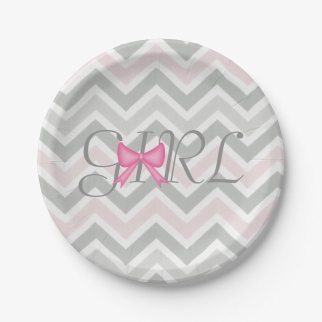 Es ist ein Teller von Girl Bow Themed Baby Shower  (Vorderseite)