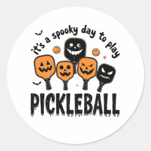Es ist ein wunderbarer Tag, Pickleball Halloween z Runder Aufkleber