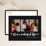 Es ist ein wunderbares Leben Schwarzes Weihnachten<br><div class="desc">Es ist ein wunderbares Leben schwarzen Weihnachtsfoto Collage Holiday Postcard. Mit dieser festlichen und modernen Urlaubskarte senden Sie Ihren Lieben eine Urlaubskarte. Alle Texte sind so vorbereitet,  dass Sie sie einfach und schnell mit Ihren eigenen Details personalisieren können. Gute Ferien!</div>