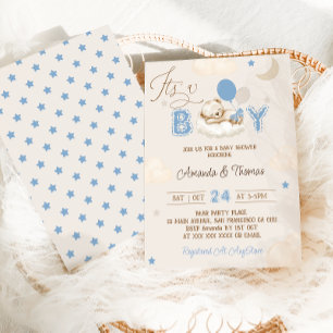 Es ist eine Baby-Baby-Dusche aus Boy Bear Blue Einladung