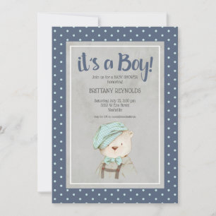 Es ist eine Baby-Baby-Dusche aus Boy Blue Teddy Be Einladung