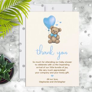 Es ist eine Baby Baby-Dusche von Boy Teddy Bear Da Dankeskarte