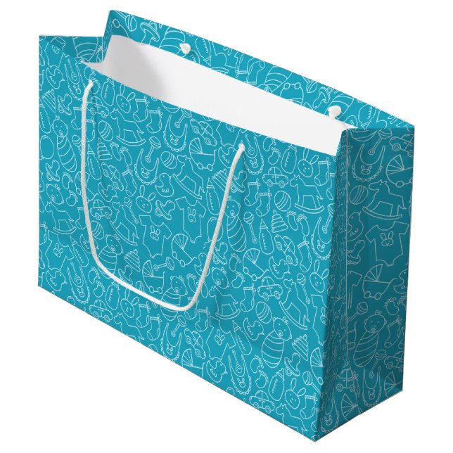Es ist eine Baby Blue Baby Dusche Große Geschenktüte (Vorderseite Schrägansicht)
