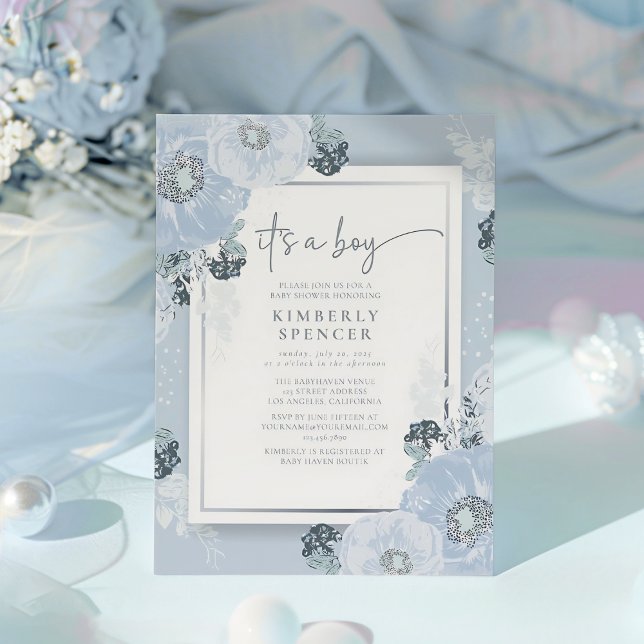 Es ist eine Baby Blue Floral Baby Dusche Einladung (Von Creator hochgeladen)