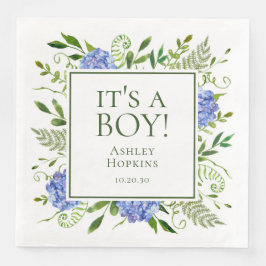 Es ist eine Baby Blue Hydrangeas Baby Dusche Serviette
