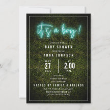 Es ist eine Baby Blue Neon Boxwood Baby Dusche