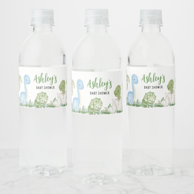 Es ist eine Baby-Dinosaurier-Kinderdusche (Flaschen)