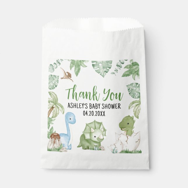 Es ist eine Baby-Dinosaurier-Kinderdusche Geschenktütchen (Vorderseite)