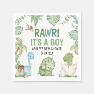 Es ist eine Baby-Dinosaurier-Kinderdusche Serviette