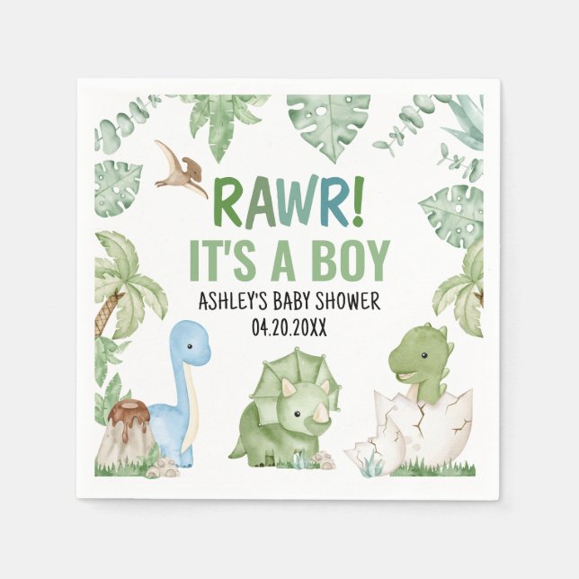 Es ist eine Baby-Dinosaurier-Kinderdusche Serviette (Vorderseite)