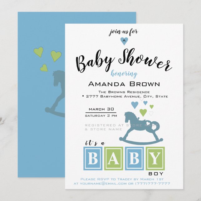 Es ist eine Baby-Dusche Einladung (Vorne/Hinten)