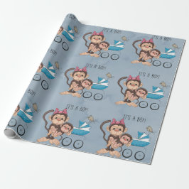 Es ist eine Baby-Dusche für den jungen Affen Geschenkpapier