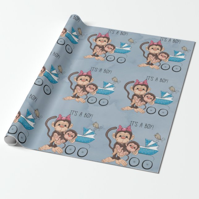 Es ist eine Baby-Dusche für den jungen Affen Geschenkpapier (Ungerollt)