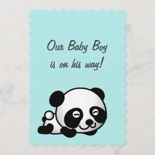 Es ist eine Baby-Dusche Sweet Happy Panda on Blu Einladung