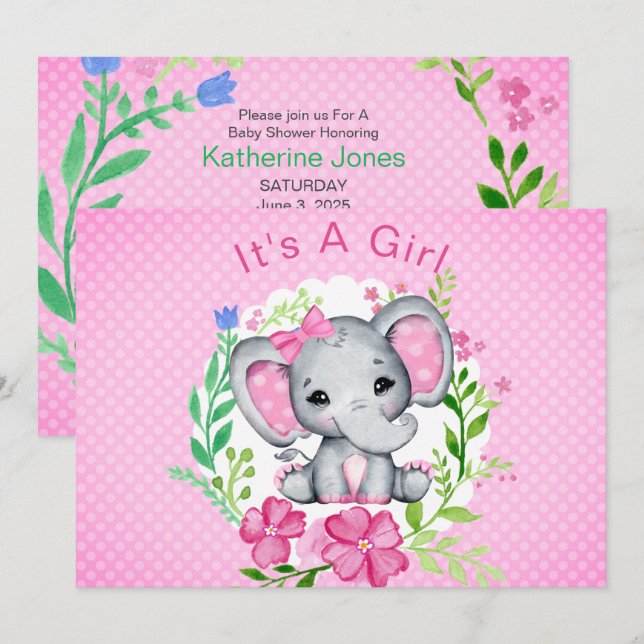 Es ist eine Baby Elephant Baby Dusche Einladung (Vorne/Hinten)