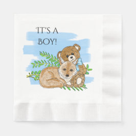 Es ist eine Baby-, Fox- und Teddy-Bear-Dusche Serviette