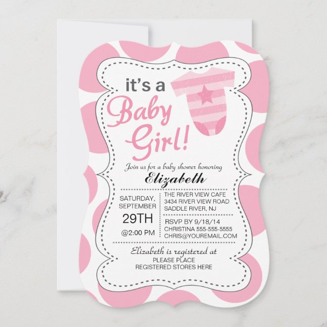 Es ist eine Baby Girl Pink Bodysuit Girls Baby Dus Einladung (Vorderseite)