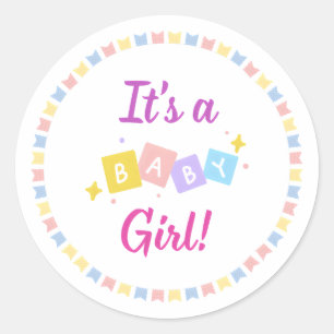 Es ist eine Baby Girl Pink Geburtserklärung Runder Aufkleber