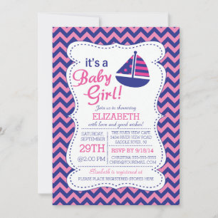 Es ist eine Baby Girl Sailboat Nautical Baby Showe Einladung