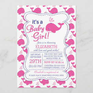 Es ist eine Baby Girl Whale Nautical Baby Dusche Einladung