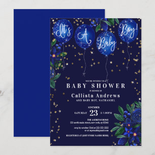 Es ist eine Baby Glitzer Balloons Floral Baby Dusc Einladung