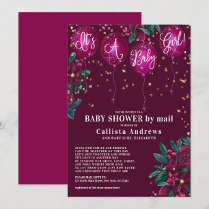 Es ist eine Baby Glitzer Balloons Floral Baby Dusc Einladung