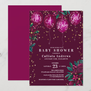 Es ist eine Baby Glitzer Balloons Floral Baby Dusc Einladung