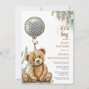 Es ist eine Baby-Teddy-Bärenballon-Babydusche Einladung