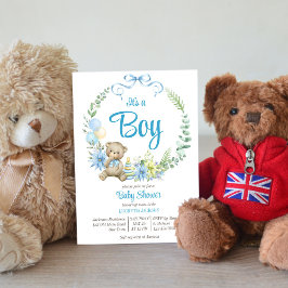 Es ist eine Baby-Teddy-Bärengewölbe-Babydusche Einladung