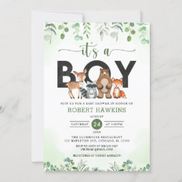 Es ist eine Babydusche aus Boy Forest Woodland Ani Einladung