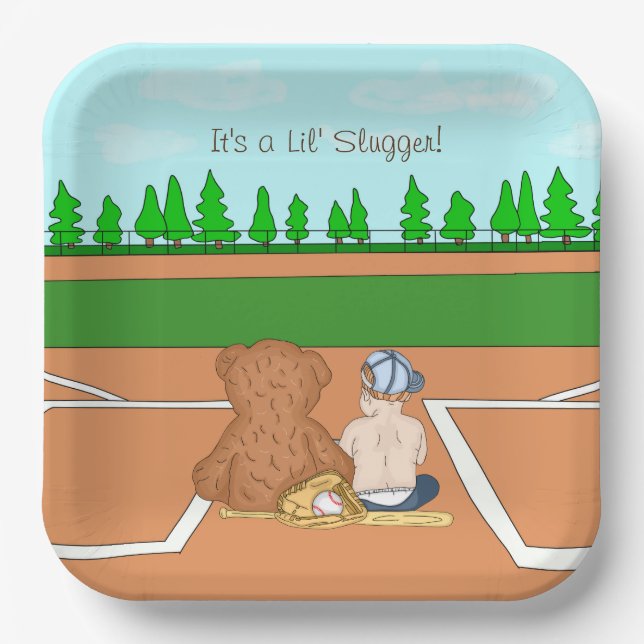 Es ist eine Baseball-Baby-Dusche für den Lilenschl Pappteller (Vorderseite)