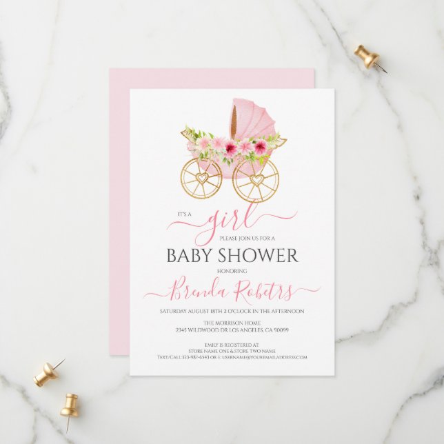 Es ist eine Blumenbaby-Grippe Save The Date (Vorderseite/Rückseite Beispiel)