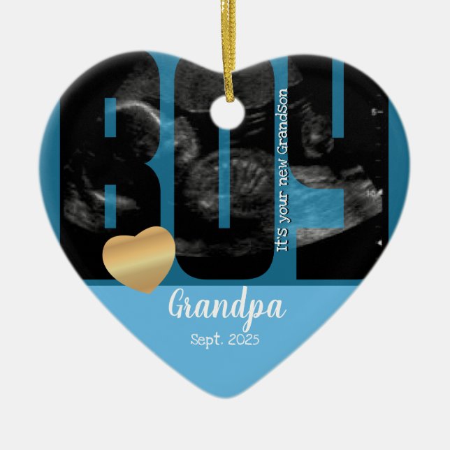 Es ist eine Boy Announcement - Sonogramm mit DIY T Keramik Ornament (Vorne)