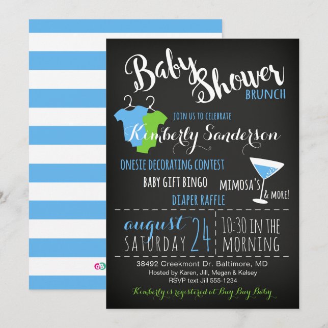 Es ist eine Boy Baby Shower Brunch Party Einladung (Vorne/Hinten)