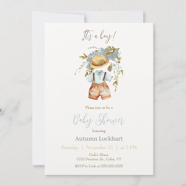 Es ist eine Boy Baby Shower Einladung (Vorderseite)