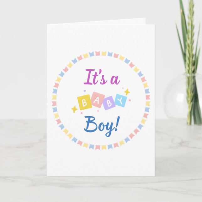 Es ist eine Boy Blue Baby Birth Ankündigung (Vorderseite)