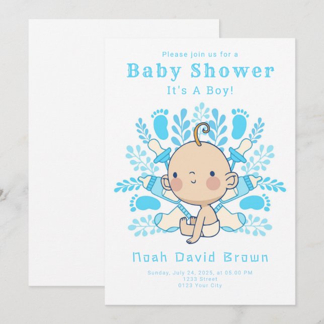 Es ist eine Boy Blue Baby Dusche Einladung (Vorne/Hinten)