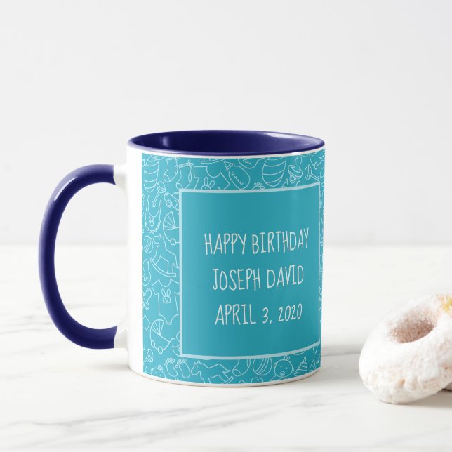 Es ist eine Boy Blue Baby Dusche Personalisiert Tasse (Mit Donut)