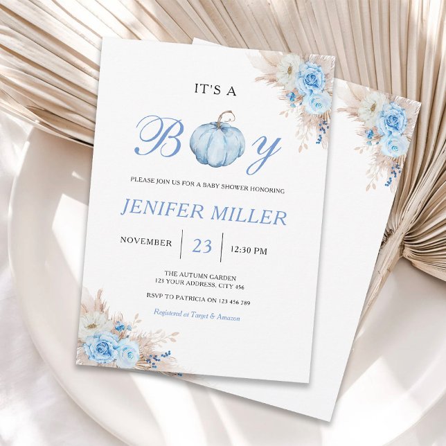 Es ist eine Boy Blue Pumpkin Baby Dusche Einladung (Von Creator hochgeladen)