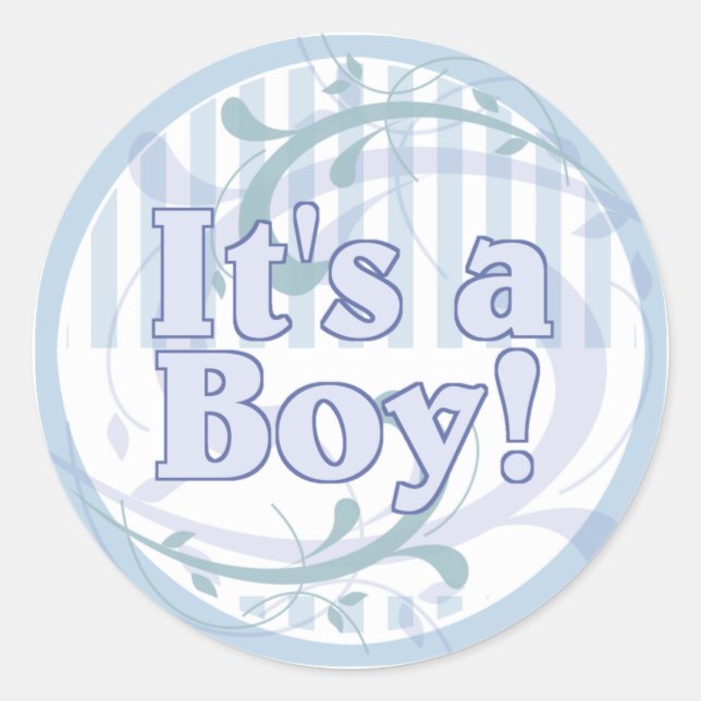 Es ist eine Boy Blue Striping Geburtserklärung Runder Aufkleber (Vorderseite)