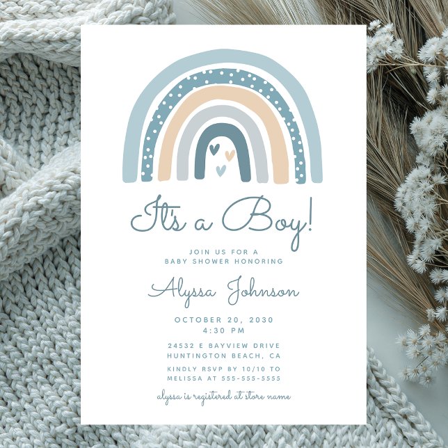 Es ist eine Boy Boho Rainbow Baby Shower Einladung (Von Creator hochgeladen)